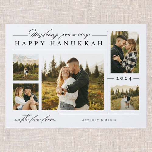 Candid Collage Holiday Card, White, 6x8 Flat, Hanukkah, Signature Smooth Cardstock, Square