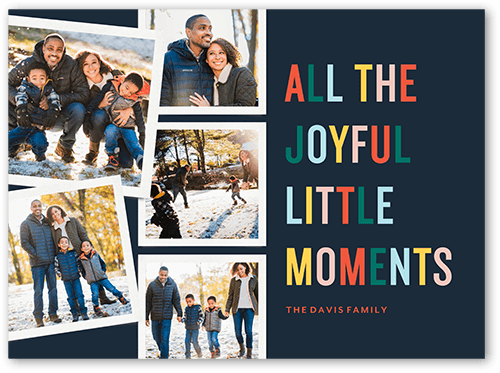 Joyful Little Moments Holiday Card, Blue, 6x8 Flat, Holiday, Luxe Double-Thick Cardstock, Square