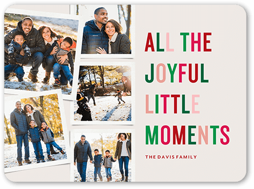 Joyful Little Moments Holiday Card, Beige, 6x8 Flat, Holiday, Signature Smooth Cardstock, Rounded