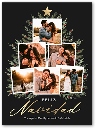 Decorated With Memories Holiday Card, Black, 6x8 Flat, Feliz Navidad, Luxe Double-Thick Cardstock, Square, Black