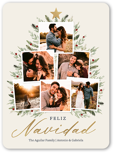 Decorated With Memories Holiday Card, Beige, 6x8 Flat, Feliz Navidad, Matte, Signature Smooth Cardstock, Rounded