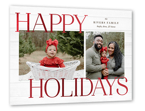 Rustic Foil Stamped Holiday Card, Red Foil, White, 6x8, Holiday, Matte, Signature Smooth Cardstock, Square