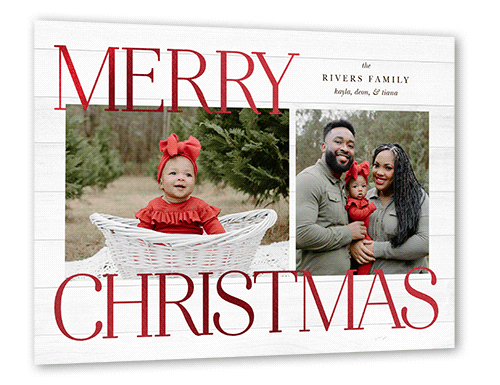 Rustic Foil Stamped Holiday Card, Red Foil, White, 6x8, Christmas, Matte, Signature Smooth Cardstock, Square