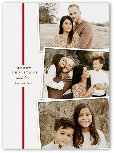 Simple Stripe Snapshots Holiday Card, White, 6x8 Flat, Write Your Own, Luxe Double-Thick Cardstock, Square