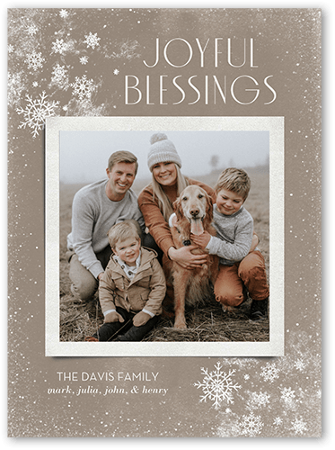 Snowy Elegance Holiday Card, Beige, 6x8 Flat, Religious, 100% Recycled Cardstock , Square