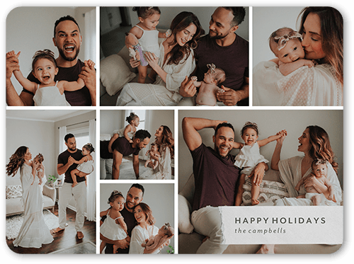 Simple Winter Collage Holiday Card, White, 6x8 Flat, Write Your Own, Signature Smooth Cardstock, Rounded, White