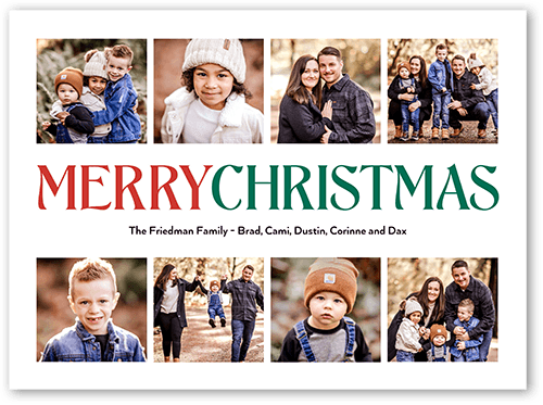 Nouveau Collage Holiday Card, White, 6x8 Flat, Christmas, Luxe Double-Thick Cardstock, Square