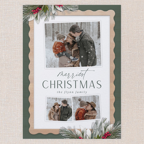 Captivating Classic Holiday Card, Green, 6x8 Flat, Christmas, Signature Smooth Cardstock, Square