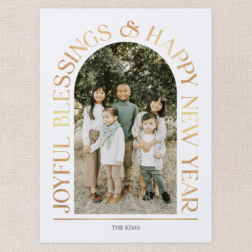 Arch Deco Holiday Card, White, 6x8 Flat, Religious, Signature Smooth Cardstock, Square, White