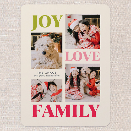 Vibrant Holiday Vibes Holiday Card, Beige, 6x8 Flat, Holiday, Signature Smooth Cardstock, Rounded, Antique White