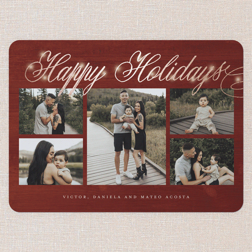 Illuminating Type Holiday Card, Red, Rose Gold Foil, 6x8 Flat, Holiday, Signature Smooth Cardstock, Rounded, Red