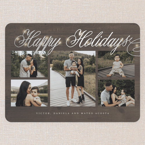 Illuminating Type Holiday Card, Brown, Silver Foil, 6x8 Flat, Holiday, Signature Smooth Cardstock, Rounded, Brown