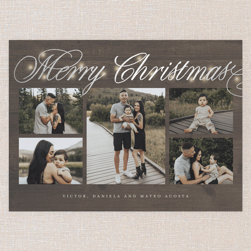 Illuminating Type Holiday Card, Brown, Silver Foil, 6x8 Flat, Christmas, Luxe Double-Thick Cardstock, Square, Brown