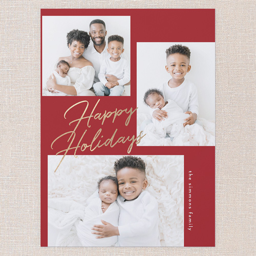 Captivating Cursive Holiday Card, Red, 6x8 Flat, Holiday, Signature Smooth Cardstock, Square