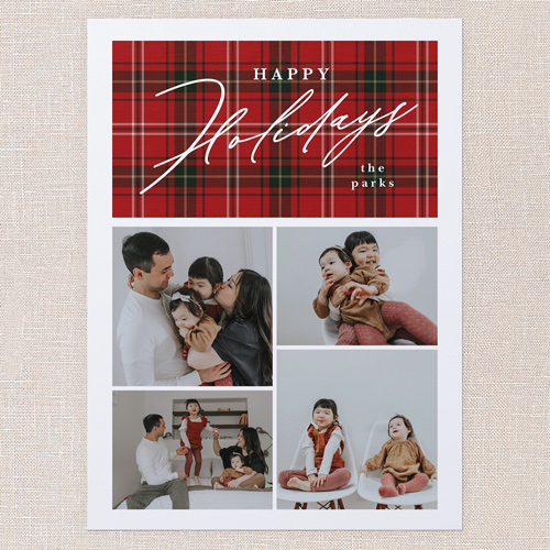 Tartan Tidings Holiday Card, Red, 6x8 Flat, Holiday, Signature Smooth Cardstock, Square