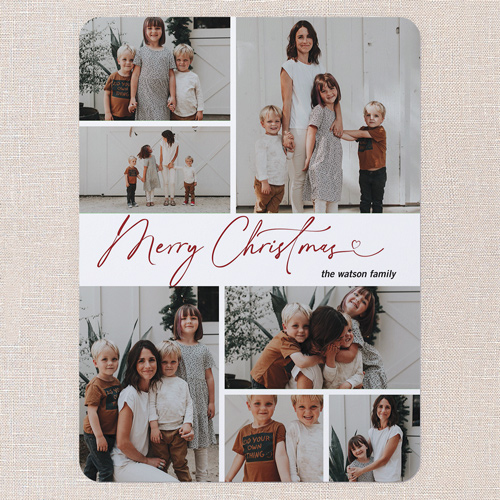 Simple Sleek Holiday Card, White, 6x8 Flat, Christmas, Pearl Shimmer Cardstock, Rounded, White