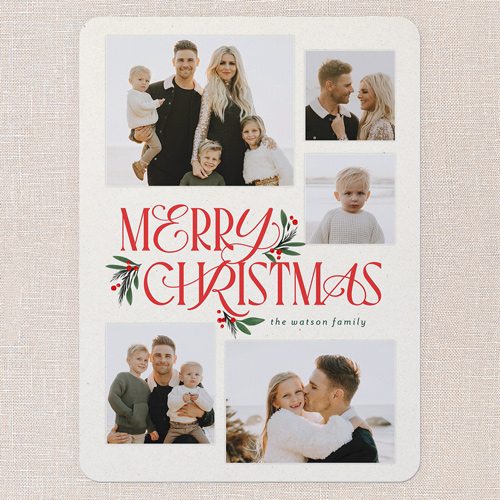 Uniquely Elegant Holiday Card, Beige, 6x8 Flat, Christmas, Pearl Shimmer Cardstock, Rounded, Cream