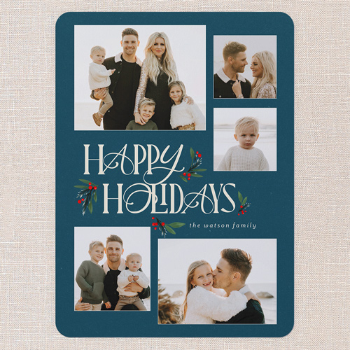 Uniquely Elegant Holiday Card, Blue, 6x8 Flat, Holiday, 100% Recycled Cardstock , Rounded, Indigo