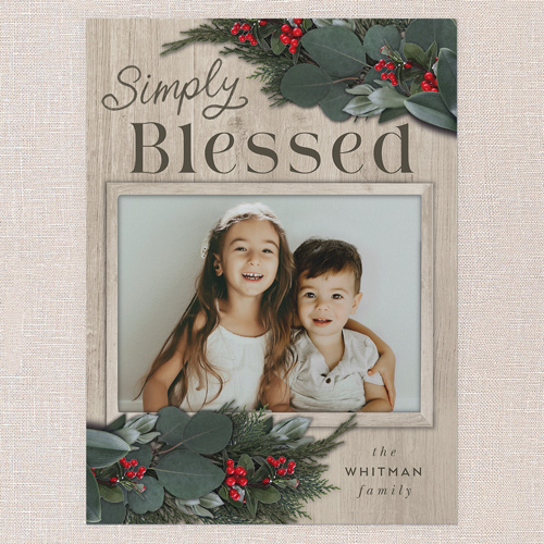 Framed Evergreen Holiday Card, Beige, 6x8 Flat, Religious, Pearl Shimmer Cardstock, Square, Beige