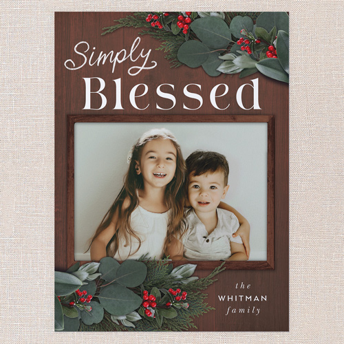 Framed Evergreen Holiday Card, Brown, 6x8 Flat, Religious, Signature Smooth Cardstock, Square, Chocolate