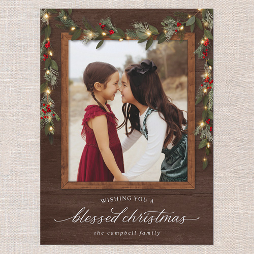 Gorgeous Frosty Garland Holiday Card, none, Brown, 6x8 Flat, Religious, 100% Recycled Cardstock , Square, Deep Chocolate