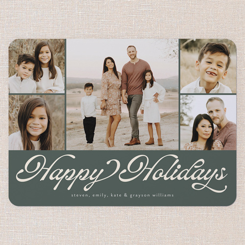 Timeless Gallery Holiday Card, Green, 6x8 Flat, Holiday, 100% Recycled Cardstock , Rounded, Forest