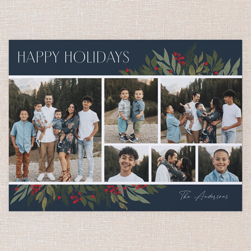 Botanicals Gallery Holiday Card, Blue, 6x8 Flat, Holiday, Pearl Shimmer Cardstock, Square, Cobalt