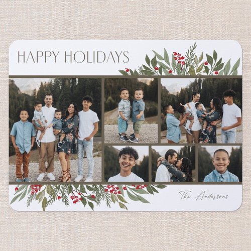 Botanicals Gallery Holiday Card, White, 6x8 Flat, Holiday, Pearl Shimmer Cardstock, Rounded, White