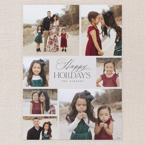 Joyous Grid Holiday Card, Gray, 6x8 Flat, Holiday, Luxe Double-Thick Cardstock, Square, Gray