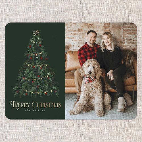Beautiful Tree Holiday Card, Green, 6x8 Flat, Christmas, Signature Smooth Cardstock, Rounded, Forest