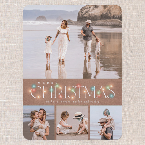 Rustic Bulbs Holiday Card, Brown, 6x8 Flat, Christmas, 100% Recycled Cardstock , Rounded, Clove