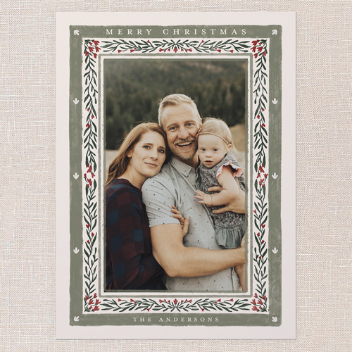 Ravishing Rustic Holiday Card, Green, 6x8 Flat, Christmas, 100% Recycled Cardstock , Square, Tree