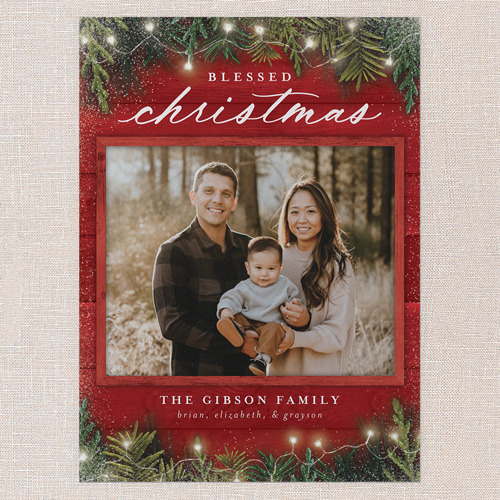 Earnest Evergreen Holiday Card, Red, none, 6x8 Flat, Religious, Luxe Double-Thick Cardstock, Square, Radish