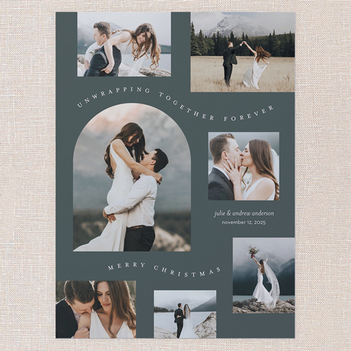 Wavy Wanderlust Holiday Card, Grey, 6x8 Flat, Christmas, Pearl Shimmer Cardstock, Square, Burnt Ash