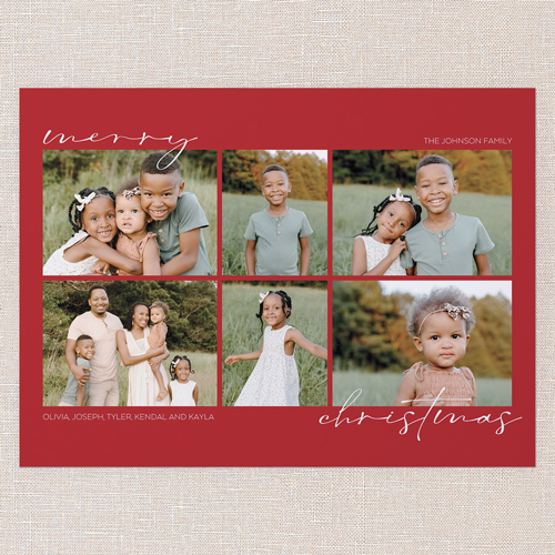 Minimal Greetings Holiday Card, Red, 6x8 Flat, Christmas, Pearl Shimmer Cardstock, Square, Apple