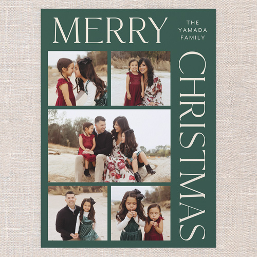 Elegant Grid Holiday Card, Blue, 6x8 Flat, Christmas, Pearl Shimmer Cardstock, Square, Lake