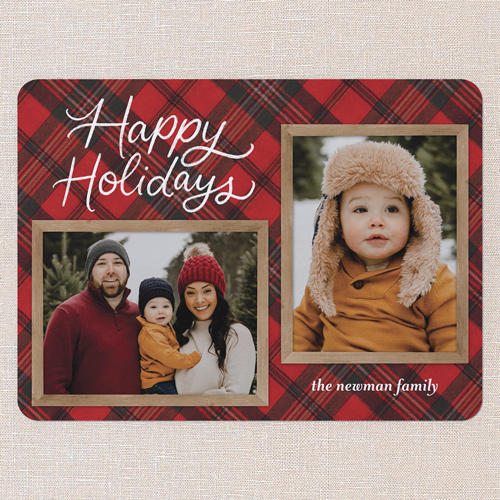 Cozy Script Holiday Card, Red, 6x8 Flat, Holiday, Pearl Shimmer Cardstock, Rounded, Radish