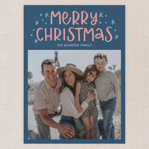 Festive Doodles Holiday Card, Blue, 6x8 Flat, Christmas, 100% Recycled Cardstock , Square, Nautical