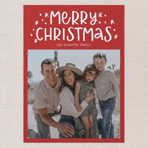 Festive Doodles Holiday Card, Red, 6x8 Flat, Christmas, 100% Recycled Cardstock , Square, Radish