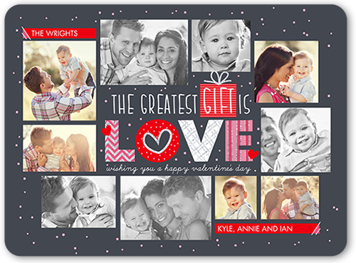 Greatest Gifts Valentine's Card, Grey, Signature Smooth Cardstock, Rounded