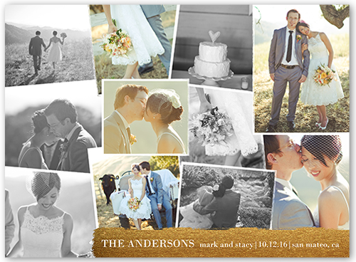 Shimmering Snapshots Wedding Announcement, Yellow, Pearl Shimmer Cardstock, Square