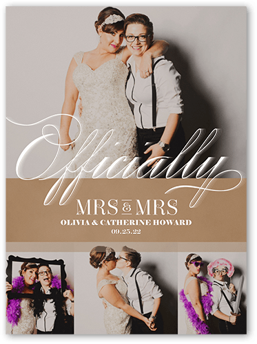 Officially Mrs Wedding Announcement, Brown, 6x8 Flat, Luxe Double-Thick Cardstock, Square