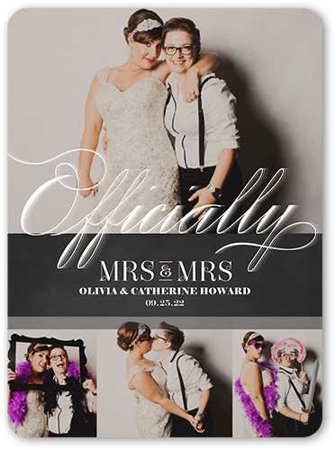 Officially Mrs Wedding Announcement, Grey, 6x8 Flat, 100% Recycled Cardstock ?, Rounded