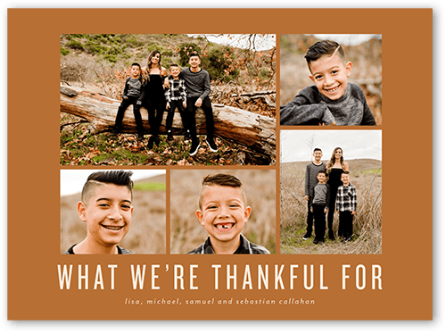 Thankful For Fall Greeting, Brown, 6x8 Flat, Luxe Double-Thick Cardstock, Square