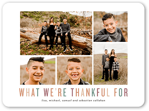 Thankful For Fall Greeting, White, 6x8 Flat, 100% Recycled Cardstock , Rounded