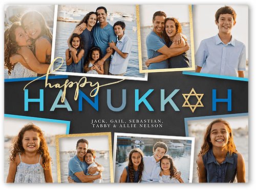 Stately Star Hanukkah Card, Blue, 6x8, Hanukkah, Pearl Shimmer Cardstock, Square