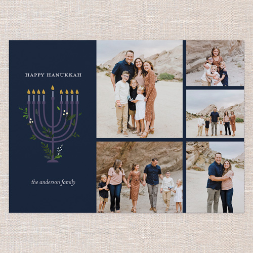 Menorah Memories Hanukkah Card, Blue, 6x8 Flat, Hanukkah, Luxe Double-Thick Cardstock, Square, Indigo