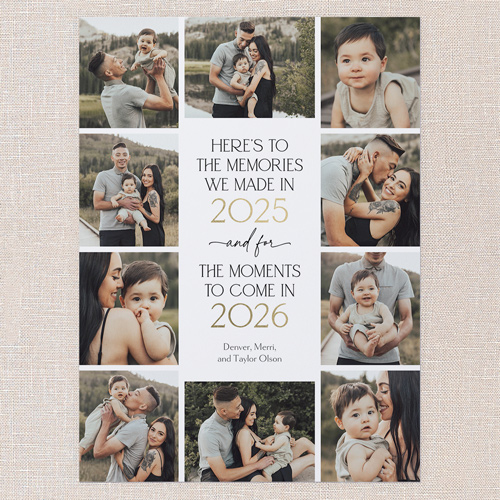 Memorable Memories New Year's Card, White, 6x8 Flat, New Year, 100% Recycled Cardstock , Square, White