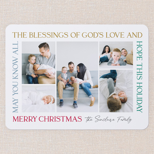 Blessings All Around Religious Christmas Card, White, 6x8 Flat, Religious, Signature Smooth Cardstock, Rounded, White