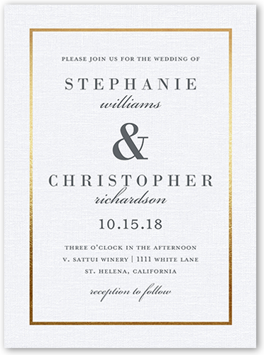 Simple Solid Frame Wedding Invitation, White, 100% Recycled Cardstock ?, Square